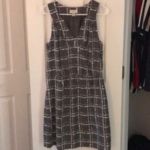 Sleeveless gray and white dress from LOFT